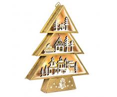 EUROCINSA Casita-Pino pour Mur ou Table en Bois avec lumières (sans Piles) avec Motifs de Noël Or 19 x 24 cm 2 unités, doré/Blanc, Taille Unique.