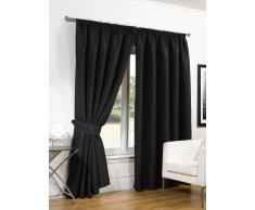 Dreamscene de Luxe Imitation Soie Out Rideaux avec embrasses, Polyester, Noir, 66 x 54-inch