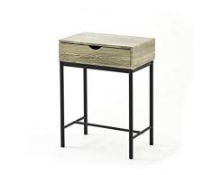 Greenhurst Table dappoint en Acier, Bois Grain, Noir, Taille Unique