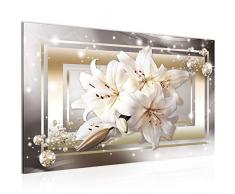 021714a Tableau mural en toile non-tissÃ©e Motif fleurs de lys Marron 70 x 40 cm Format XXL Impression dart pour salon et appartement FabriquÃ© en Allemagne PrÃªt Ã suspendre