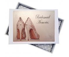 White Cotton Cards Demoiselle dhonneur Mariage, Mini Album Photo, Chaussures, Tableau, Blanc, 12.5Â x 17.5Â x 2.5Â cm
