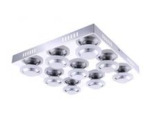 WOFI plafonnier - 9 lumières collection carter 9 x lED 5 w/4, 38 x 38 x 9 cm 3000 k 400 lm chromé 9589.09.01.0000 classe énergétique a
