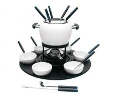 H&H 55083 Service à Fondue 23 pièces, Acier Inoxydable, Blanc