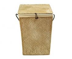 Franz Müller Flechtwaren 80420F10 Corbeille à Linge Modèle carré Effet rotin Blanc délavé 35 x 35 cm Hauteur 50 cm