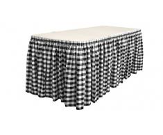 La Lin Polyester Vichy Ã Carreaux Jupe de Table 4,3Â m, Polyester, Blanc/Noir, 426.7 x 73.66 x 0.5 cm