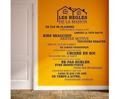 Wallflexi Stickers muraux règles de la Maison â French Porte Mural muraux Amovible Autocollant Stickers Art Salon Cuisine Meubles Bureau Décor Restaurant Bar Café Hôtel Décoration, Multicolore