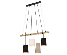 Briloner Leuchten 4021-045 Suspension à 4 lumières, 4x E14, max. 25 watts, pâte de bois, couleur : noir, blanc, gris, 900x1.700 mm (LxH)