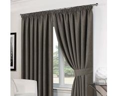 Dreamscene Panier de luxe tissé occultant thermique Rideaux Rideaux avec embrasses â Anthracite, 46 x 137