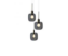 SP Light and Design Diva Suspension triple Structure Or, Verre Gris Lampe à suspension 4 W