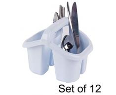 Beldray COMBO-5802 Lot de 12 égouttoirs à Couverts à Quatre Compartiments pour Enfants Rangement de Bureau Pot à Crayons Organiseur Blanc