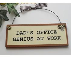 Craftworks Originals Plaque de Porte en Bois avec Inscription « Dads Office Genius at Work»