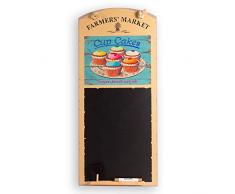 Tableaux Noirs UK Cupcakes Haut Mince Tableau Noir/Tableau Noir/Tableau Memo de Cuisine avec Corde, Plateau et Craie. Les cabines Design Range, Bois, Noir, 60Â x 26.5Â x 1Â cm