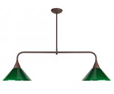 Tosel 20557 Lustre - Tombante, Tube Acier, Peinture époxy, verrerie centrifugée, E27, 100 W, Marron/Verre Vert