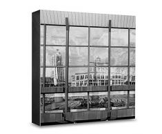 COGNOSCO HG-L110 Tableau Mural en Bois avec Photo darchitecture Leipzig Noir/Blanc 15 x 15 cm