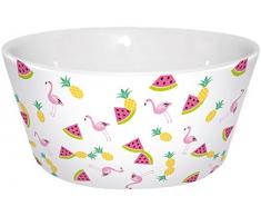 infinite by GEDA LABELS (INFKH) 15925Â Flamingo Bol Fruits Bol en Porcelaine Bol en V, Porcelaine, Multicolore, 13, 5Â x 6Â cm