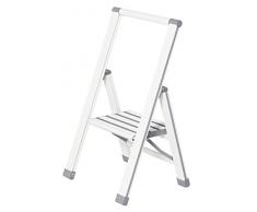 WENKO Escabeau pliant design en blanc - 1 marche, Revêtu daluminium, 44 x 74 x 5.5 cm, Blanc