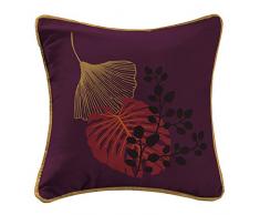 COUSSIN PASSEPOIL 40 x 40 CM POLYESTER IMPRIME PALMIRE PRUNE DES. PLACE