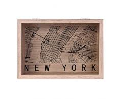THE HOME DECO FACTORY Boite de Rangement Deco Londres, Paris ou New-York Modèle Aléatoire â Dimensions : 24 x 16.5 x 6 cm, MDF, Beige, HD2183