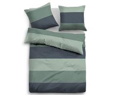 TOM TAILOR 0009936 Parure de lit en Flanelle avec taie doreiller en Coton et 1 Housse de Couette 135 x 200 cm et 1 taie doreiller 80 x 80 cm Vert Hivernal