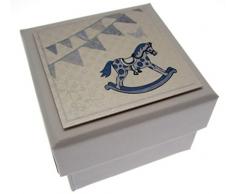 White Cotton Cards Cheval Ã Bascule et Guirlande de Mini boÃ®te Ã dragÃ©es Bleu