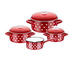 GSW Stahlwaren GmbH 7 pièces Batterie de Cuisine, émail, Rouge, 30 x 30 x 30 cm