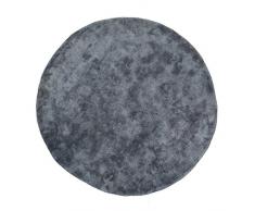 Pile Poil TAP-CIRCLE-DG Tapis rond Coton/Viscose Gris FoncÃ© 130 x 130 x 2 cm