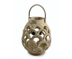 Villa dEste Lanterna Lanterne Ronde en Ciment Gris Altezza 22.5 cm Gris