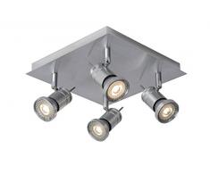 Lucide TWINNY-LED - Spot Plafond - LED Dim. - GU10 - 4x4,5W 3000K - Chrome Dépoli