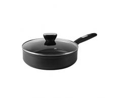 SITRAM 711770, Sauteuse ROSSINI en aluminium forgé Ã26cm, revêtement intérieur anti-adhérent, extérieur noir, tous feux y compris linduction