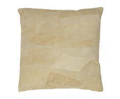 Thedecofactory 21461859 Coussin Cuir, Ecru, 40 x 40 x 3 cm