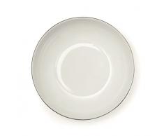 Excelsa Platinum Assiette Creuse, Porcelaine, Blanc/Bord Argent, 21Â x 21Â x 4Â cm