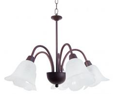 Tosel 20150 Lustre - Lustralia, Tôle et Tube Acier Peinture époxy, verreries Sati, E14, 60 W, Marron