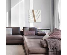L:A:S Laser Art Style Tableau Abstrait Moderne pour Salon, Bois, crème Noisette, 60 x 60 cm