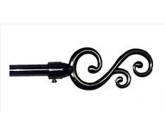 ForenTex Q20161, Barre en Argent Poli Extensible de 120 à 210 cm de 16 à 19 mm dépaisseur avec têtes décoratives pour Rideaux,