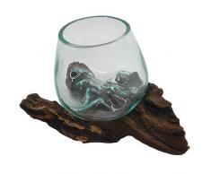 VIE VN601 Terrarium en Verre Fondu sur Gamal Balanais Bol en Bois, Coloris Assortis, Taille Unique