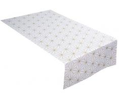 TOM TAILOR T-Golden Chrystals Chemin de Table en Tissu Blanc/doré 50 x 150 cm