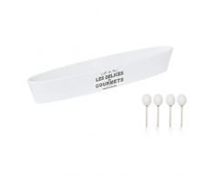 Easy Life 838DEGO Set Coupelle à Olives avec 4 Piques, Porcelaine, Blanc, 28 x 4 x 4,5 cm