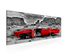 Tableau decoration murale Voiture Grand Canyon 90 x 30 cm - XXL Impression sur Toile Salon Appartment 3 Parties - prêt à accrocher - 602234a