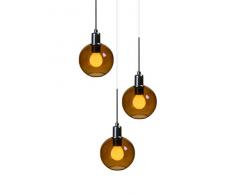 SP Light and Design Diva Suspension triple Structure Chrome, Verre Ambre, Suspension 4 W