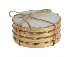 Lot de 4 Dessous de Verre Ronds en marbre Blanc