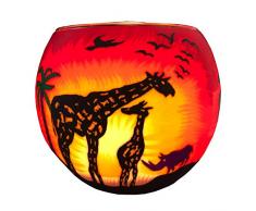 Plaristo Safari 11Â cm Lumineux Photophore en Verre, Multicolore, 10.5Â x 10.5Â x 9Â cm