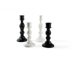 Excelsa Light Set bougeoirs, Blanc et Noir, Hauteur: 20 cm
