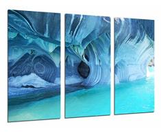 Tableau Moderne Photographique, Impression sur bois, Grotte maritime en mer bleue, Playa Paradisiaca, 97 x 62 cm, ref. 26885