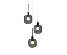 SP Light and Design Diva Suspension triple Structure Chrome, Verre Gris Suspension 4 W