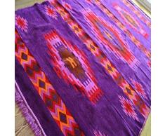 Kelim Orient S 1-6-83 Tapis de Sol en damassÃ© Violet/Violet/Marron/Rouge/Orange 200 x 300 cm