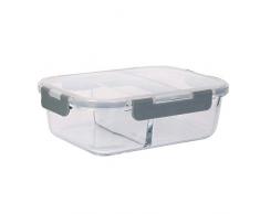 COOK CONCEPT KB5988 Boite de Conservation â Rangement à Deux Compartiments, Verre-Borosilicate, Transparent, Dimensions : 24,5 x 19 x 7,6 cm