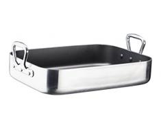 GSW 860949 Gastro Traditionnel alutherm Gastro Traditionnel alutherm de Plat à rôtir avec Haute Lampadaire Extrémités Poignées 35 x 27 cm/Env. 6,5 L, Aluminium, Argent/Noir, 40 x 27,5 x 13,3 cm