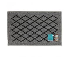 JVL Bergamo Soutenu Paillasson Lavable en Machine, Polypropylène/Latex, Gris/Noir, 80 x 50 x 1.2 cm
