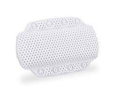 Relaxdays, Blanc Coussin de bain, Oreiller de baignoire, Ventouses, Accessoire bien-être nuque, 19,5 x 30,5 x 3,5 cm, mousse, plastique, 1 élément