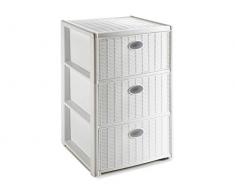 Stefanplast Elegance Commode à 3 tiroirs en polypropylène Blanc 40 x 37 x 60 h 30 x 40 x 60 h